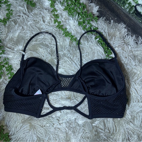 🌸5/$25🌸Victoria's Secret Black Mesh Bikini Top Size Small - Picture 4 of 12